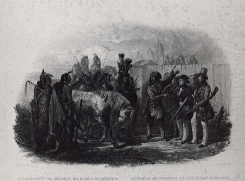 Karl Bodmer The Travelers meeting with Minnetarree indians near fort clark china oil painting image